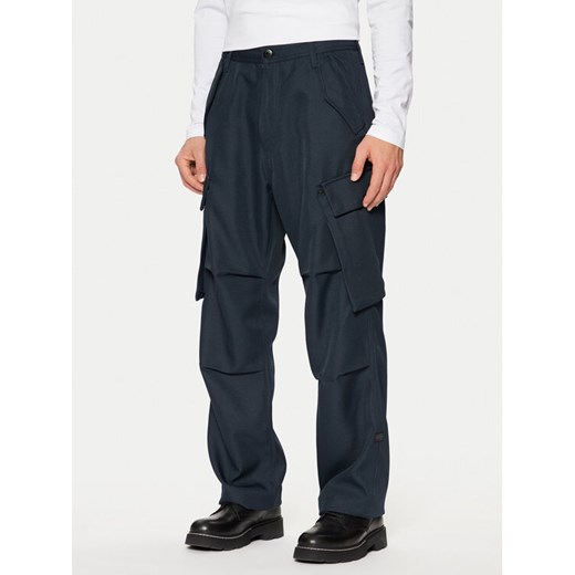 G-Star Raw Spodnie materiałowe R-3N D25224 862 Granatowy Straight Fit ze sklepu MODIVO w kategorii Spodnie męskie - zdjęcie 182766971