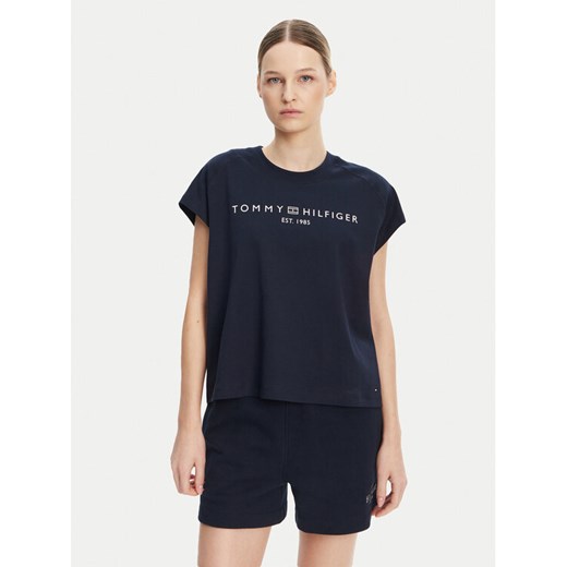 Tommy Hilfiger T-Shirt WW0WW46113 Granatowy Regular Fit ze sklepu MODIVO w kategorii Bluzki damskie - zdjęcie 182767484