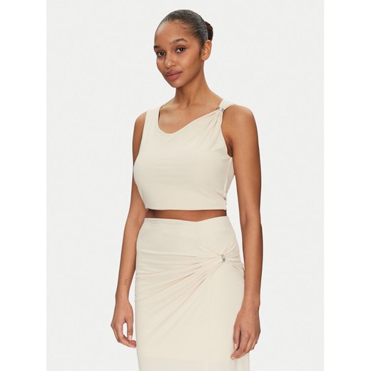 Guess Top W5GP22 KAQL2 Beżowy Regular Fit ze sklepu MODIVO w kategorii Bluzki damskie - zdjęcie 182767524