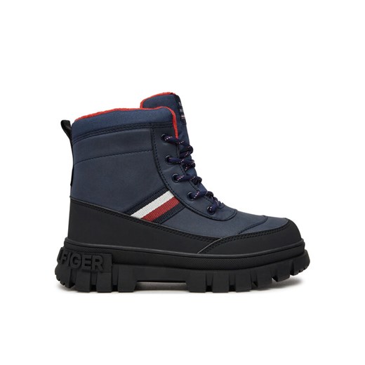 Tommy Hilfiger Trapery Stripes Fur Boot T3X5-33713-1487 S Granatowy ze sklepu MODIVO w kategorii Buty zimowe dziecięce - zdjęcie 182767541