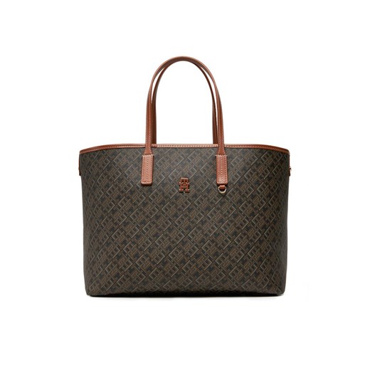Tommy Hilfiger Torebka Th Monoplay Leather Tote AW0AW17416 Czarny ze sklepu MODIVO w kategorii Torby Shopper bag - zdjęcie 182767602