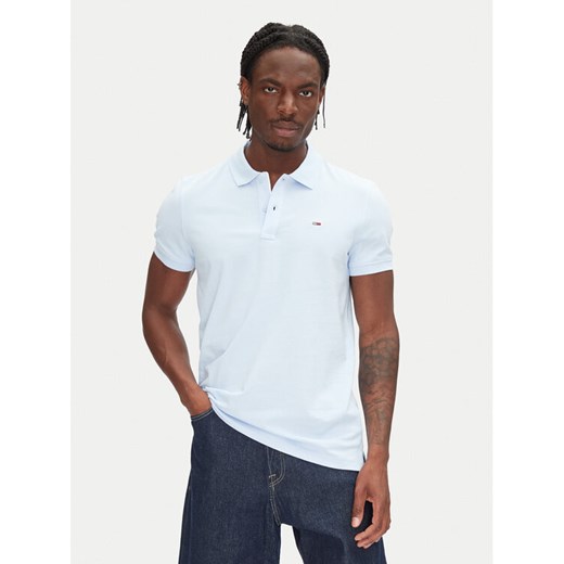 Tommy Jeans Polo DM0DM20676 Błękitny Slim Fit ze sklepu MODIVO w kategorii T-shirty męskie - zdjęcie 182767683