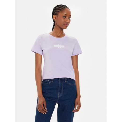 Calvin Klein Jeans T-Shirt Faded Monologo J20J223625 Fioletowy Slim Fit XS MODIVO