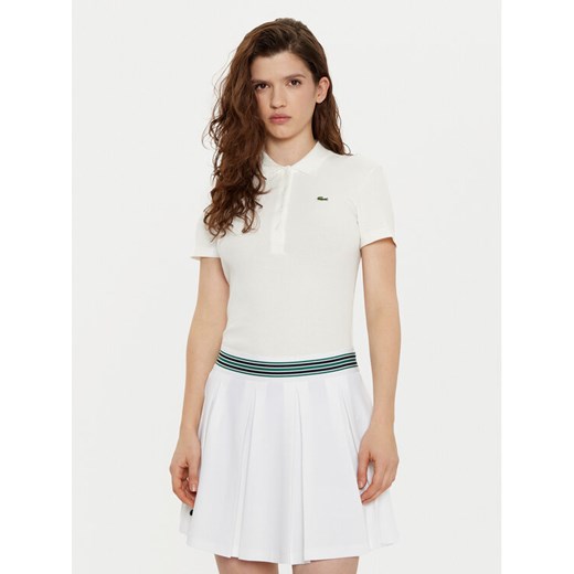 Lacoste Polo DF5377 Écru Slim Fit ze sklepu MODIVO w kategorii Bluzki damskie - zdjęcie 182767790