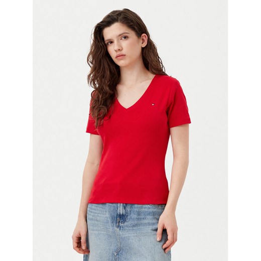Tommy Hilfiger T-Shirt New Cody WW0WW40584 Czerwony Slim Fit ze sklepu MODIVO w kategorii Bluzki damskie - zdjęcie 182767821