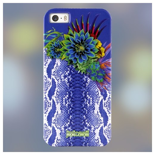 JUST CAVALLI Python Flower - Etui iPhone 5/5S + tapeta QR (fioletowy) geekee-pl fioletowy bez wzorów/nadruków