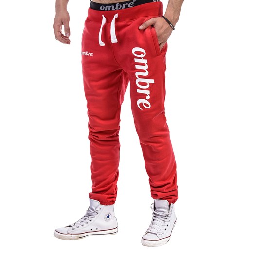 Spodnie P143 - CZERWONE ombre czerwony Spodnie sportowe męskie
