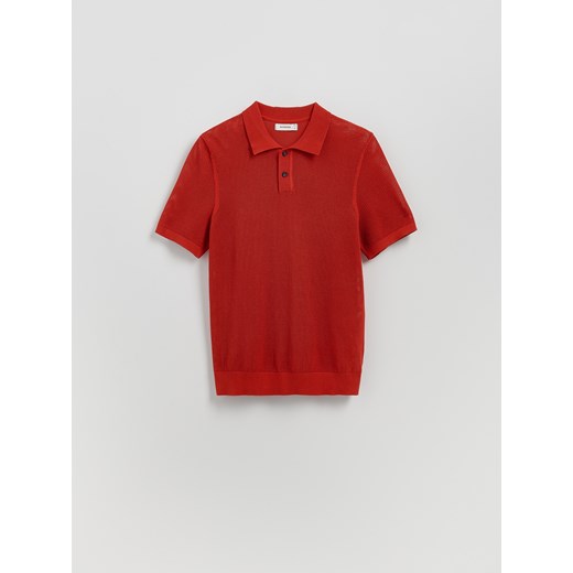 Reserved - Ażurowy sweter polo - czerwony Reserved XL Reserved