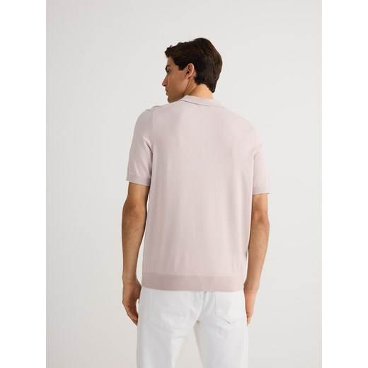 Reserved - Sweter polo z wiskozą - pastelowy róż Reserved L Reserved