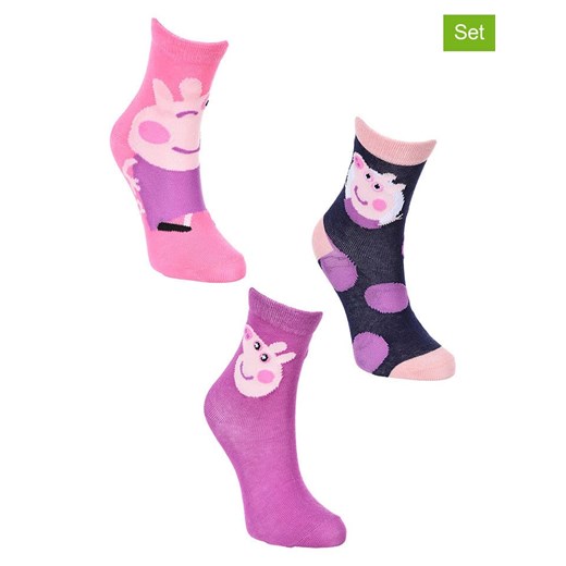Peppa Pig Skarpety (3 pary) &quot;Świnka Peppa&quot; ze wzorem ze sklepu Limango Polska w kategorii Skarpetki dziecięce - zdjęcie 183549290