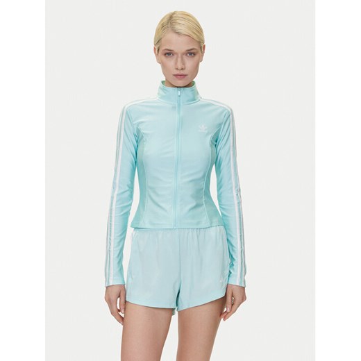 adidas Bluza adicolor 3-Stripes JC5579 Turkusowy Slim Fit ze sklepu MODIVO w kategorii Bluzy damskie - zdjęcie 183551463