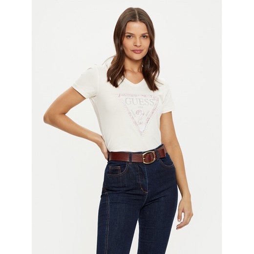 Guess T-Shirt W5RI21 J1314 Écru Regular Fit ze sklepu MODIVO w kategorii Bluzki damskie - zdjęcie 183551631