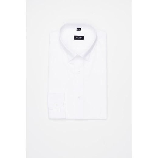 KOSZULA VERSONE 3308C DŁUGI RĘKAW SLIM FIT BIAŁA Z BAWEŁNĄ ze sklepu Recman w kategorii Koszule męskie - zdjęcie 183553073