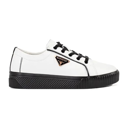Goodin Skórzane biało-czarne sneakersy na grubej podeszwie białe ze sklepu ButyModne.pl w kategorii Buty sportowe damskie - zdjęcie 183553640