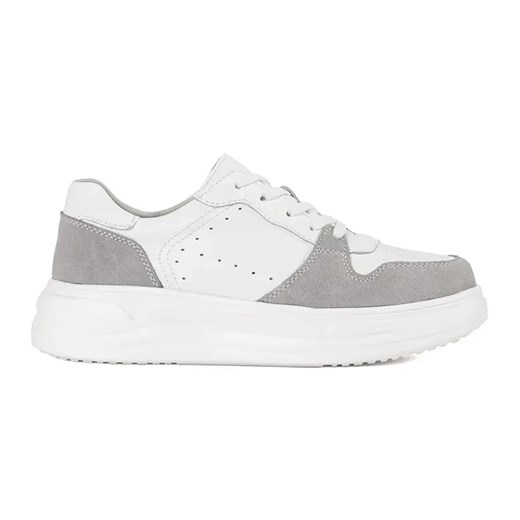 Goodin Białe skórzane sneakersy na platformie ze sklepu ButyModne.pl w kategorii Buty sportowe damskie - zdjęcie 183553651