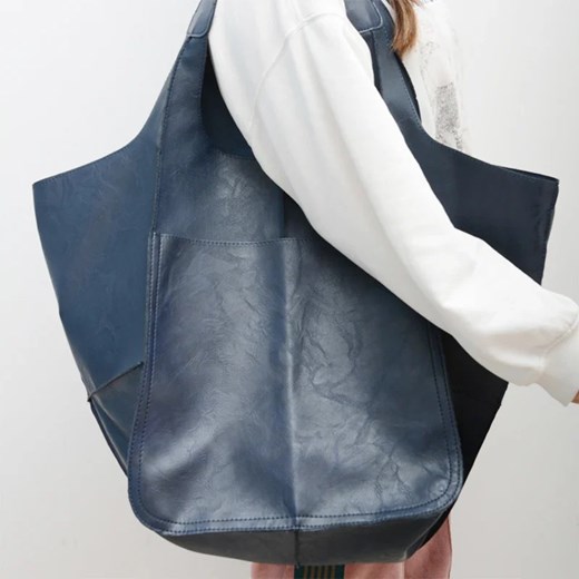 Duża torba shopper z kieszenią - Niebieski ze sklepu Intimica.pl w kategorii Torby Shopper bag - zdjęcie 183554631