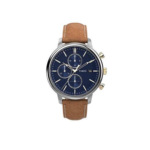 Zegarek Timex Chicago Chronograph 45mm TW2U39000 Brązowy ze sklepu eobuwie.pl w kategorii Zegarki - zdjęcie 183555263