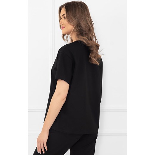 Bluzka damska z krótkim rękawem czarna Klara, Kolor czarny, Rozmiar M, Italian Fashion ze sklepu Primodo w kategorii Bluzki damskie - zdjęcie 183556074