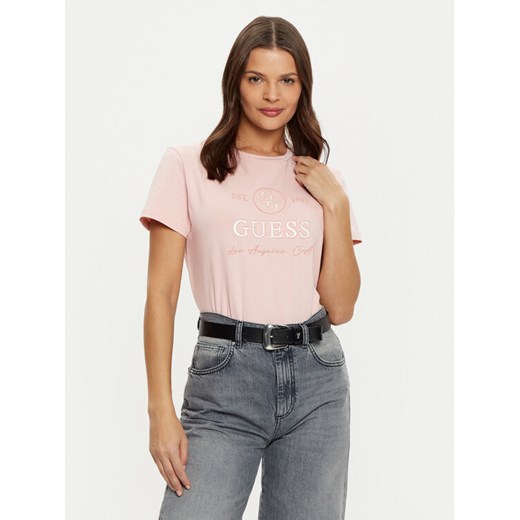 Guess T-Shirt V5RI05 J1314 Różowy Regular Fit ze sklepu MODIVO w kategorii Bluzki damskie - zdjęcie 183558483
