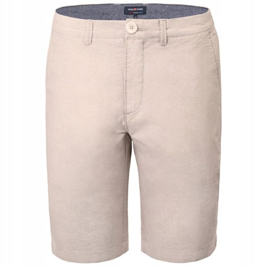 Bawełniane Męskie Krótkie Spodenki (Szorty) - Pako Jeans - Beż SPPJNSszortyMARIUSbz ze sklepu JegoSzafa.pl w kategorii Spodenki męskie - zdjęcie 183559863