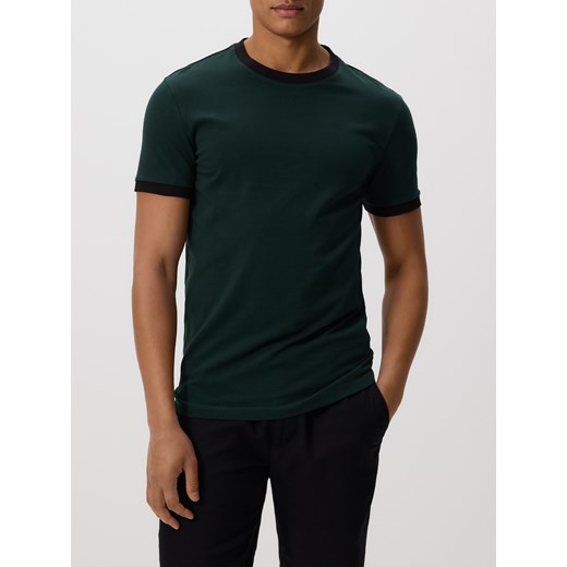 Reserved - Bawełniany t-shirt slim fit - ciemnozielony ze sklepu Reserved w kategorii T-shirty męskie - zdjęcie 183560303