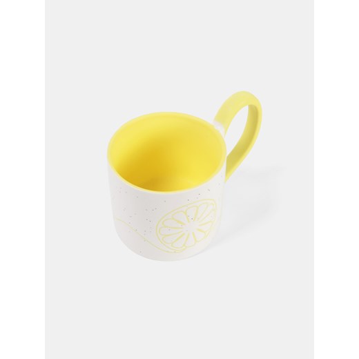 Sinsay - Porcelanowy kubek lekko nakrapiany z motywem owocowym - żółty Sinsay One Size Sinsay