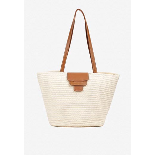 Beżowa Torebka Koszyk z Rączkami z Plecionego Sznurka Leollani ze sklepu born2be.pl w kategorii Torby Shopper bag - zdjęcie 183561512