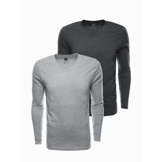 Zestaw longsleeve męski V-NECK - mix 2-pak V1 Z41 ze sklepu ombre w kategorii T-shirty męskie - zdjęcie 183563141