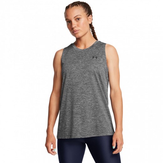 Damski top treningowy Under Armour Tech Tank Twist - szary ze sklepu Sportstylestory.com w kategorii Bluzki damskie - zdjęcie 183563851