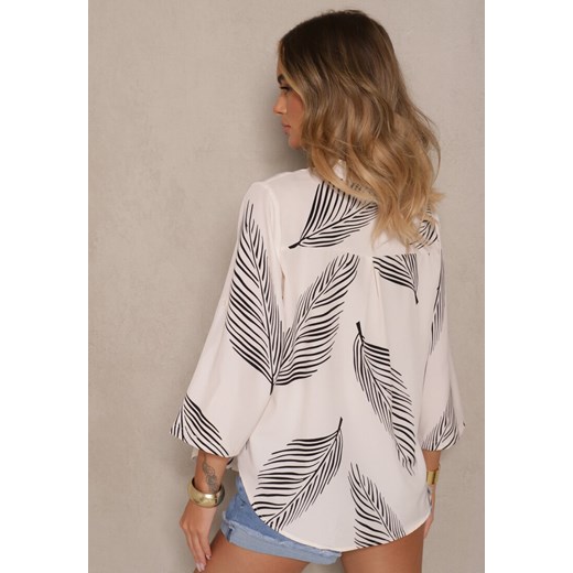Jasnobeżowa Koszula z Bawełną i Motywem Liści Lumireline Renee 2XL renee.pl