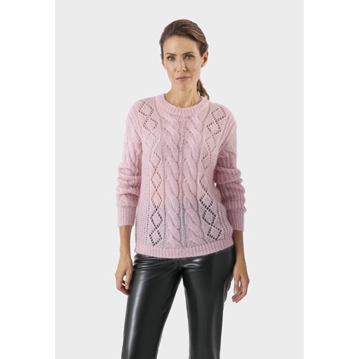 Różowy sweter z ażurowym splotem ze sklepu Molton w kategorii Swetry damskie - zdjęcie 183565042