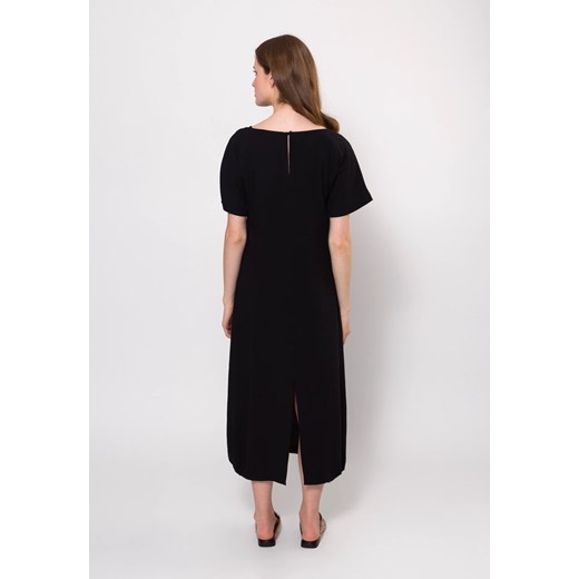 Sukienka czarna Molton casual z okrągłym dekoltem maxi 