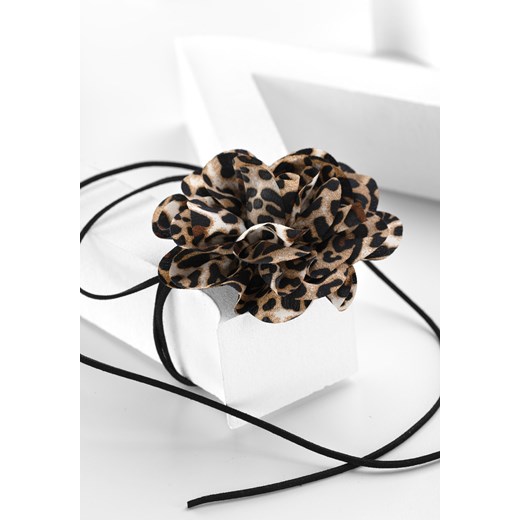 Choker w panterkowy wzór w odcieniach brązu na rzemyku Molton ONE SIZE Molton