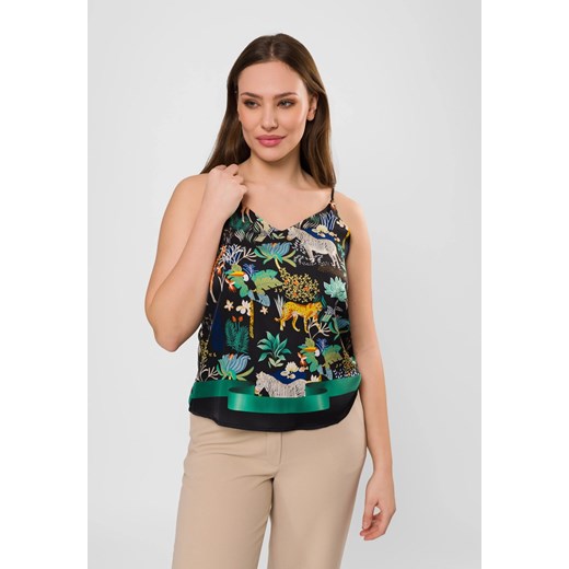 Czarny satynowy top w zwierzęcy print ze sklepu Molton w kategorii Bluzki damskie - zdjęcie 183567314