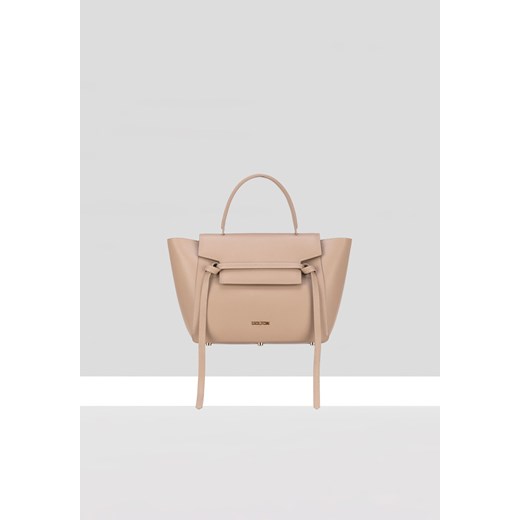 Beżowa skórzana torba shopper z klapą ze sklepu Molton w kategorii Torby Shopper bag - zdjęcie 183568411