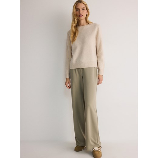 Reserved - Spodnie z szerokimi nogawkami - jasnozielony Reserved S okazja Reserved