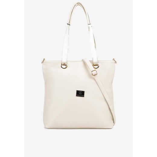 Beżowo-Kremowa Torebka Typu Shopperka Ozdobiona Metalicznymi Aplikacjami Gonevia ze sklepu renee.pl w kategorii Torby Shopper bag - zdjęcie 183570094