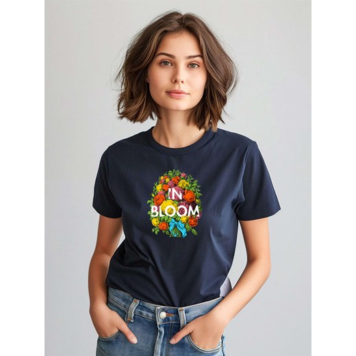 WOOOP Koszulka &quot;In bloom&quot; w kolorze granatowym ze sklepu Limango Polska w kategorii Bluzki damskie - zdjęcie 183570841
