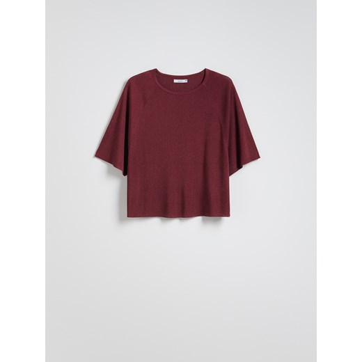 Reserved - Bluzka z dodatkiem wiskozy - ciemnofioletowy Reserved M okazyjna cena Reserved