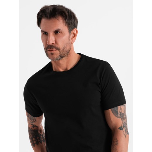 Klasyczny T-shirt męski bawełniany BASIC - czarny V1 OM-TSBS-0236 ze sklepu ombre w kategorii T-shirty męskie - zdjęcie 183574942