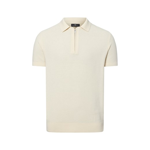 Nils Sundström Męska koszulka polo Mężczyźni Bawełna écru wypukły wzór tkaniny ze sklepu vangraaf w kategorii T-shirty męskie - zdjęcie 183575534