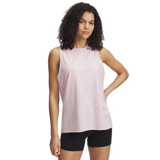 Damski top z nadrukiem Under Armour UA Rival Muscle Tank - różowy ze sklepu Sportstylestory.com w kategorii Bluzki damskie - zdjęcie 183577011