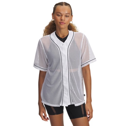 Damska koszulka treningowa Under Armour Sportswear Baseball Jersey - biała ze sklepu Sportstylestory.com w kategorii Bluzki damskie - zdjęcie 183577210