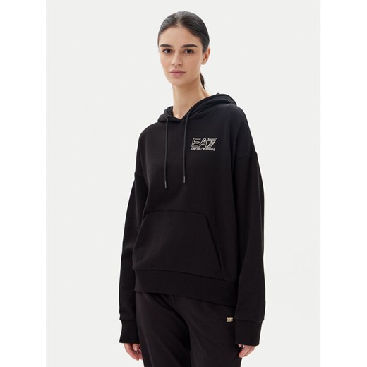 EA7 Emporio Armani Bluza 7W000101 AF12473 MC004 Czarny Loose Fit ze sklepu MODIVO w kategorii Bluzy damskie - zdjęcie 183577993