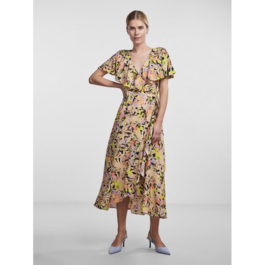 YAS Sukienka 26029386 Brązowy Regular Fit ze sklepu MODIVO w kategorii Sukienki - zdjęcie 183578034