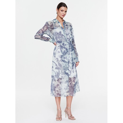 Guess Sukienka koszulowa W3RK18 WDW52 Błękitny Regular Fit ze sklepu MODIVO w kategorii Sukienki - zdjęcie 183578161
