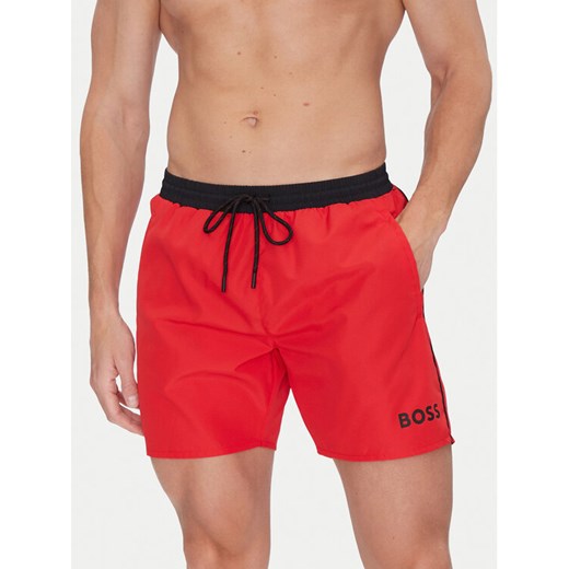 BOSS Szorty kąpielowe Starfish 50514429 Czerwony Regular Fit ze sklepu MODIVO w kategorii Kąpielówki - zdjęcie 183578401
