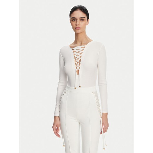 Elisabetta Franchi Body BO-019-51E2-V350 Biały Slim Fit ze sklepu MODIVO w kategorii Bluzki damskie - zdjęcie 183578472
