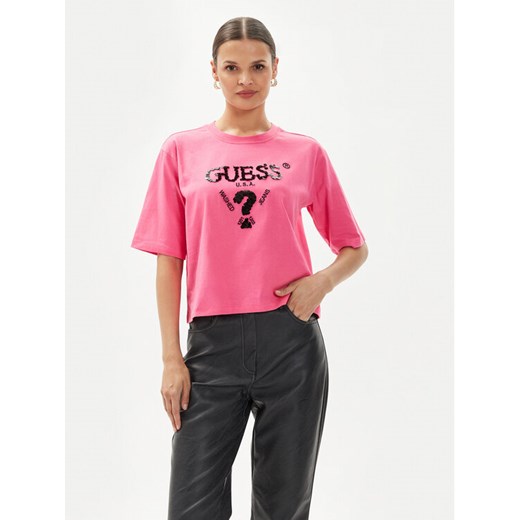 Guess T-Shirt Aurelie V4YI06 I3Z14 Różowy Boxy Fit Guess XS MODIVO