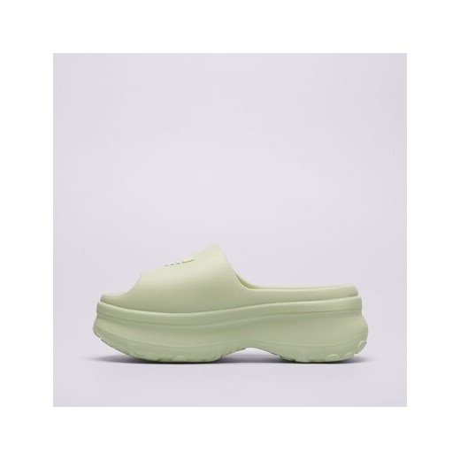 Klapki damskie zielone Adidas bez zapięcia na lato na platformie casual